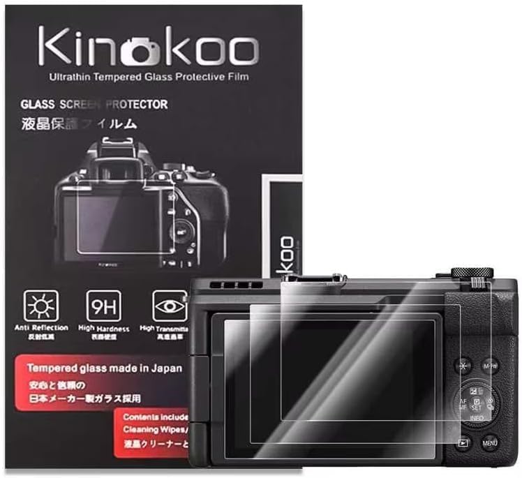 kinokoo حماية شاشة لكاميرا كانون G7X III / باور شوت V1 فلوغ - 0.25 مم صلابة 9H زجاج مقسى G7X مارك III / V1 فيلم زجاجي - خالي من الفقاعات ومضاد للخدش وسهل التركيب (3 عبوات) - Image 1